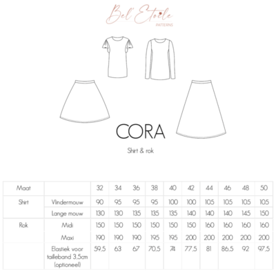 Cora shirt & rok patroon voor dames & tieners - Bel'etoile